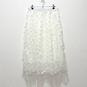 Elegant‎ tulle White 3D Floral appliques Skirt XL